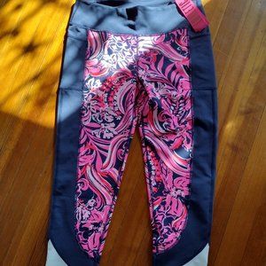 NWT Lilly Pulitzer Weekender Mid Rise Midi Leggings Low Tide Navy Size Large